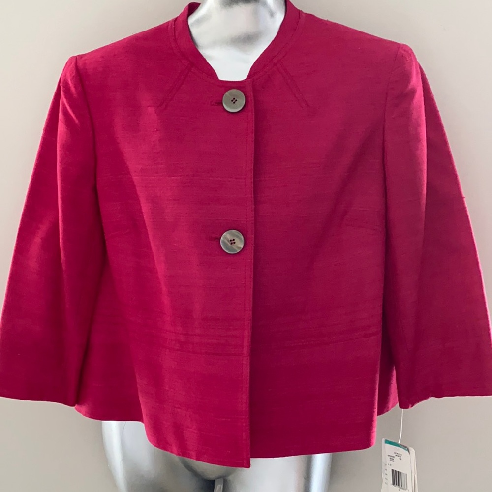 Jones New York | Fuchsia Silk Crop Blazer Size 14